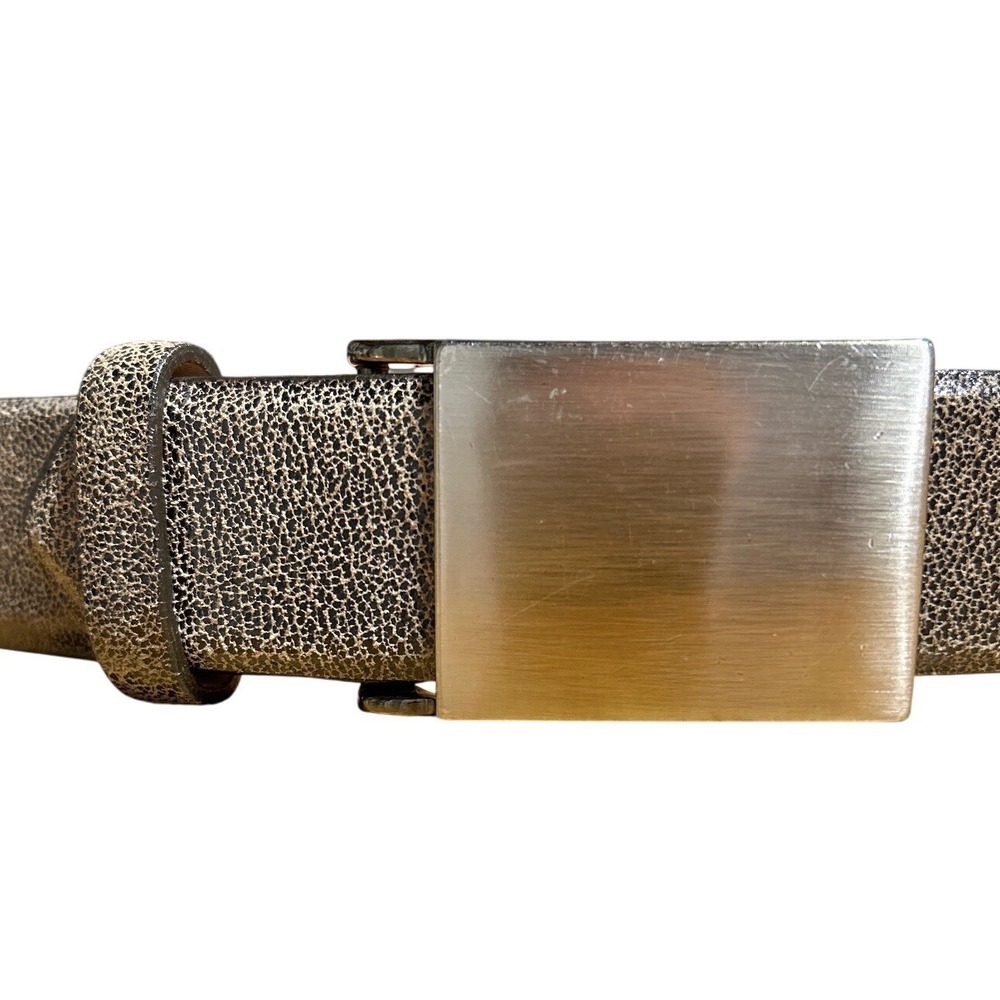 Saks Fifth Avenue Metallic Textured Leather Belt Silver Buckle Size L (33"-37")
